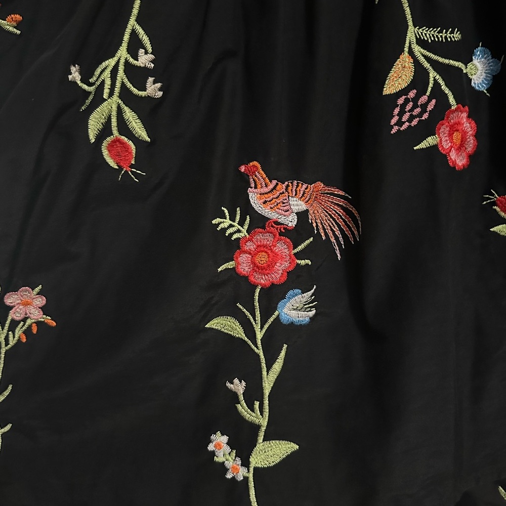 Zara Long Sleeve Embroidered Floral Mini Dress size S Black/ Multi - Picture 9 of 13